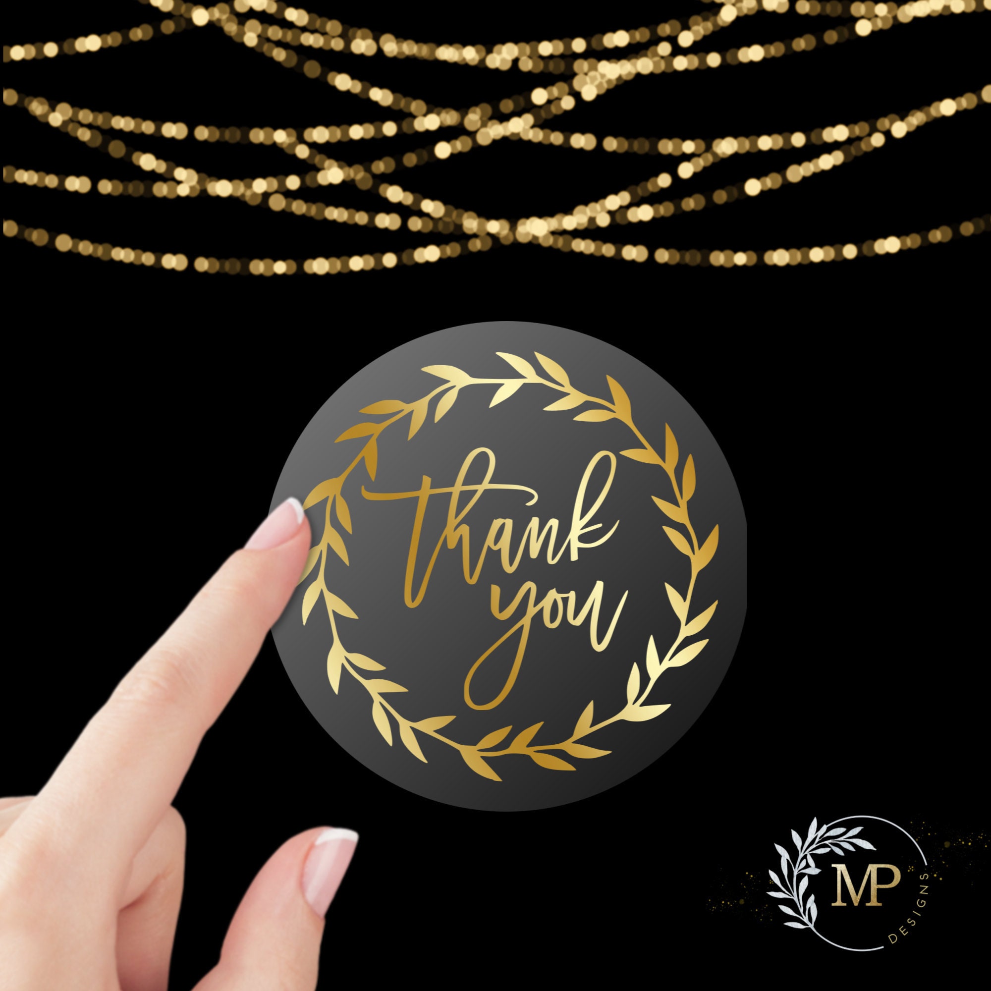 Thank you stickers Gold foil wedding stickers for favor or Etsy