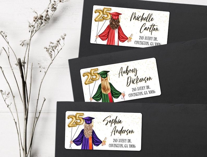 Graduation Musicaddress Labels Senior 2026 Graduation Announcement Address Labels: Custom Mailing ...