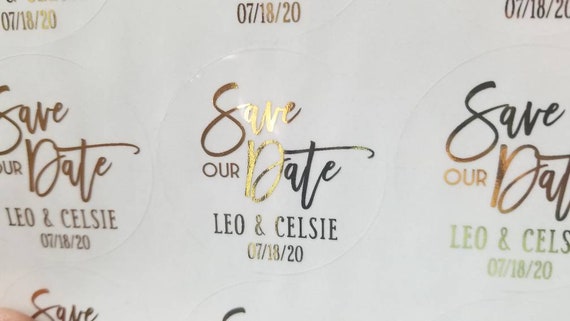Save the Date Gold Foil Stickers for Envelopes or Favors, Save Our