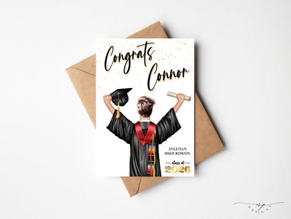 Personalized Graduation Card 2026: Congrats Class of 2026 keepsake for boys.