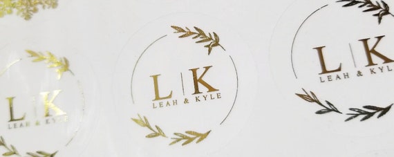 Gold Foil Monogram Envelope Seals, Botanical Stickers