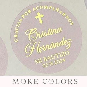 Baptism stickers for favors, Christening personalized tags, Lilac Baptism labels, Sage Christening stickers, Beige thank you stickers.