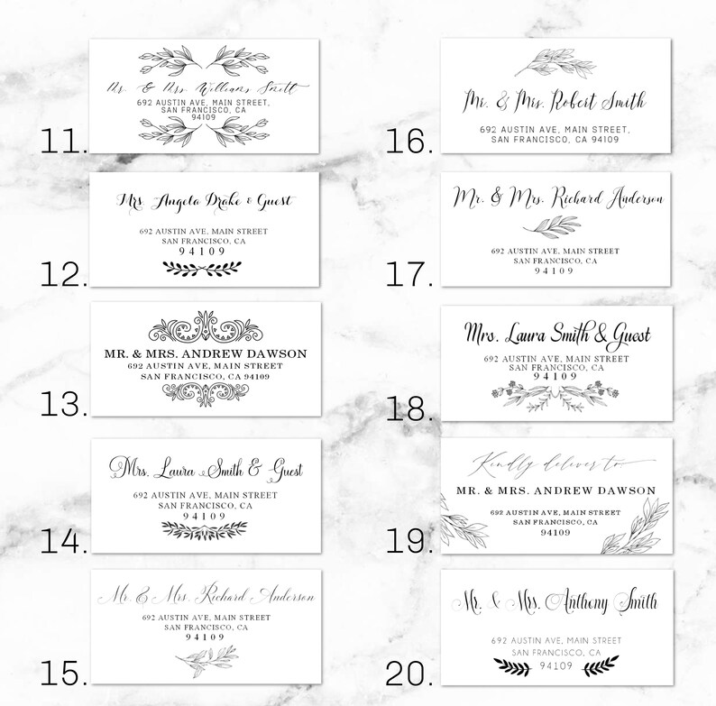 Guests Address Labels Recipients Address Labels Mailing Etsy