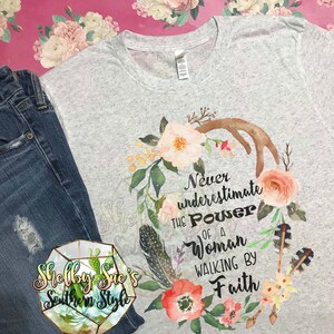 Woman Walking On Faith Bella Canvas Tee