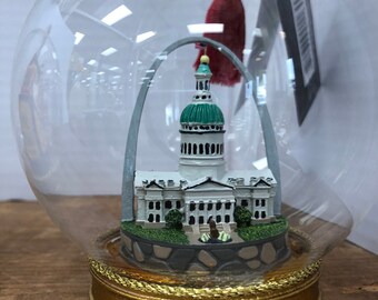 Vintage Flavia Milano St. Louis Missouri "Gateway Arch" Glas Memory Globe Perfektes Souvenir Tolles Geschenk