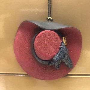 Hat Christmas ornament by Willits designs new in box vintage 1990’s burgundy red hat 1.5”
