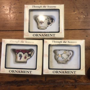 Set of 3 Willitts Teacup Christmas Ornaments Tea party great for tea lover&#39;s decor