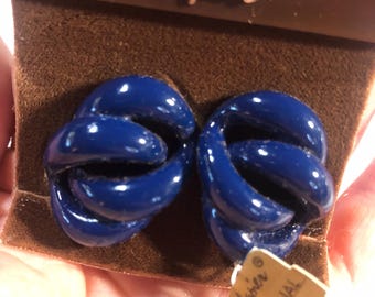 Vintage Napier blue knot clip ons, clips, screw backs earrings