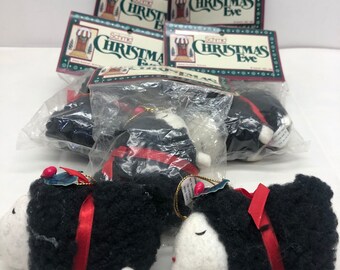 ヴィンテージ 1984 シュミット ぬいぐるみ 黒羊 オーナメント 7 個セット ペットや子供に安全