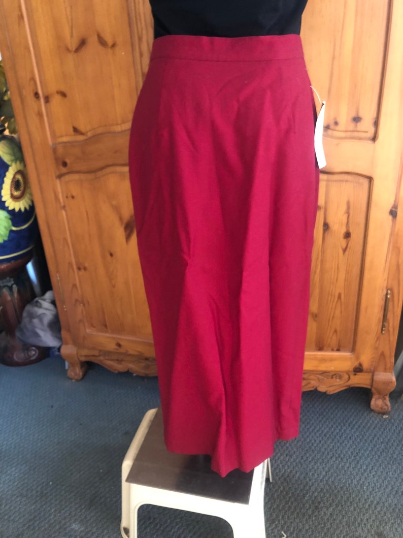 Giorgio Sant Angelo Vintage 1970's Red Wrap Skirt 100% Wool Button Front Fully Lined image 2