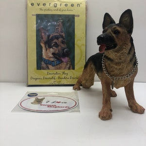 For German Shephard Lover&#39;s Only 3 Piece Gift Set Dog Figurine, House Flag, Magnet