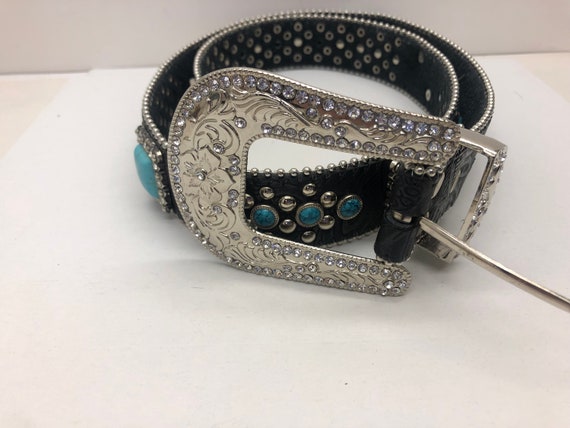 Vintage Black Leather Belt with Southwest Animal Details S Rustic Texas Native Mexico Leather Belt Vintage 28 30 32 34  main image 4