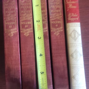 Partia 5 arcydzieł poezji angielskiej 6-calowe książki na krótkie półki Browning, Tennyson Burns Shelley Keats Longfellow Kopalnie króla Salomona