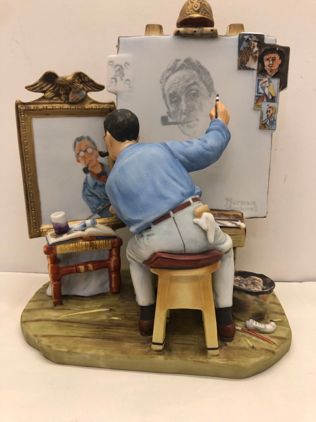 Norman rockwell self portrait figurine by gorham textron 1978 from the