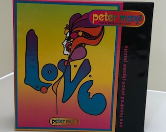 Vintage Peter Max 100 Piece Jigsaw Puzzle by Ceaco &quot;Love&quot; Unopened Never Used Box is Shelf Worn