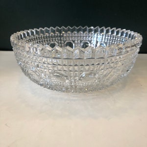 American Brilliant Cut Glass Sawtooth Edged 8&quot; bowl Geometric Highly Detailed Bowl