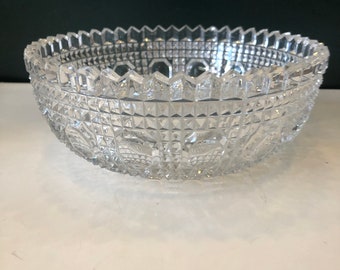 American Brilliant Cut Glass Sawtooth Edged 8" bowl Geometric Highly Detailed Bowl