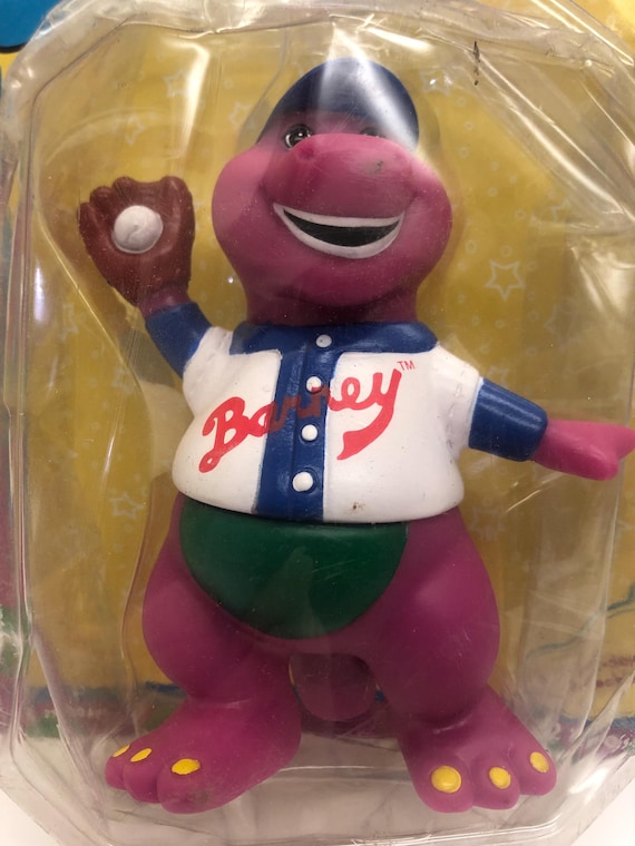 Barney With Baseball Uniform Toy Figure Vintage 1990's Action