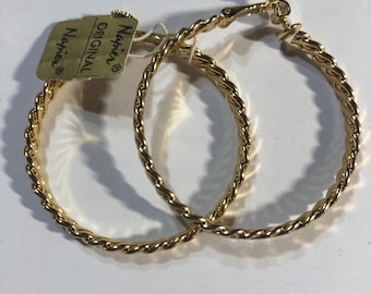 Pendientes vintage Napier con clip, aros dorados, bisutería, clips, cierres de rosca.