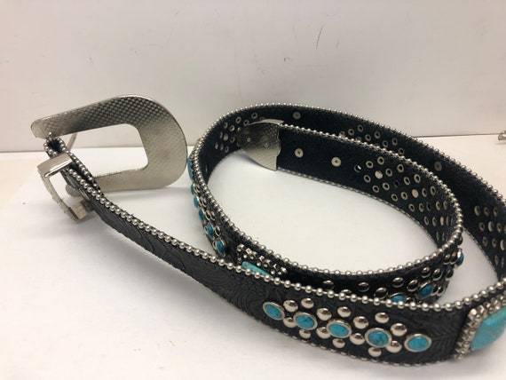 Vintage Wester Black Leather With Silver Tone Buckle and  display picture 2