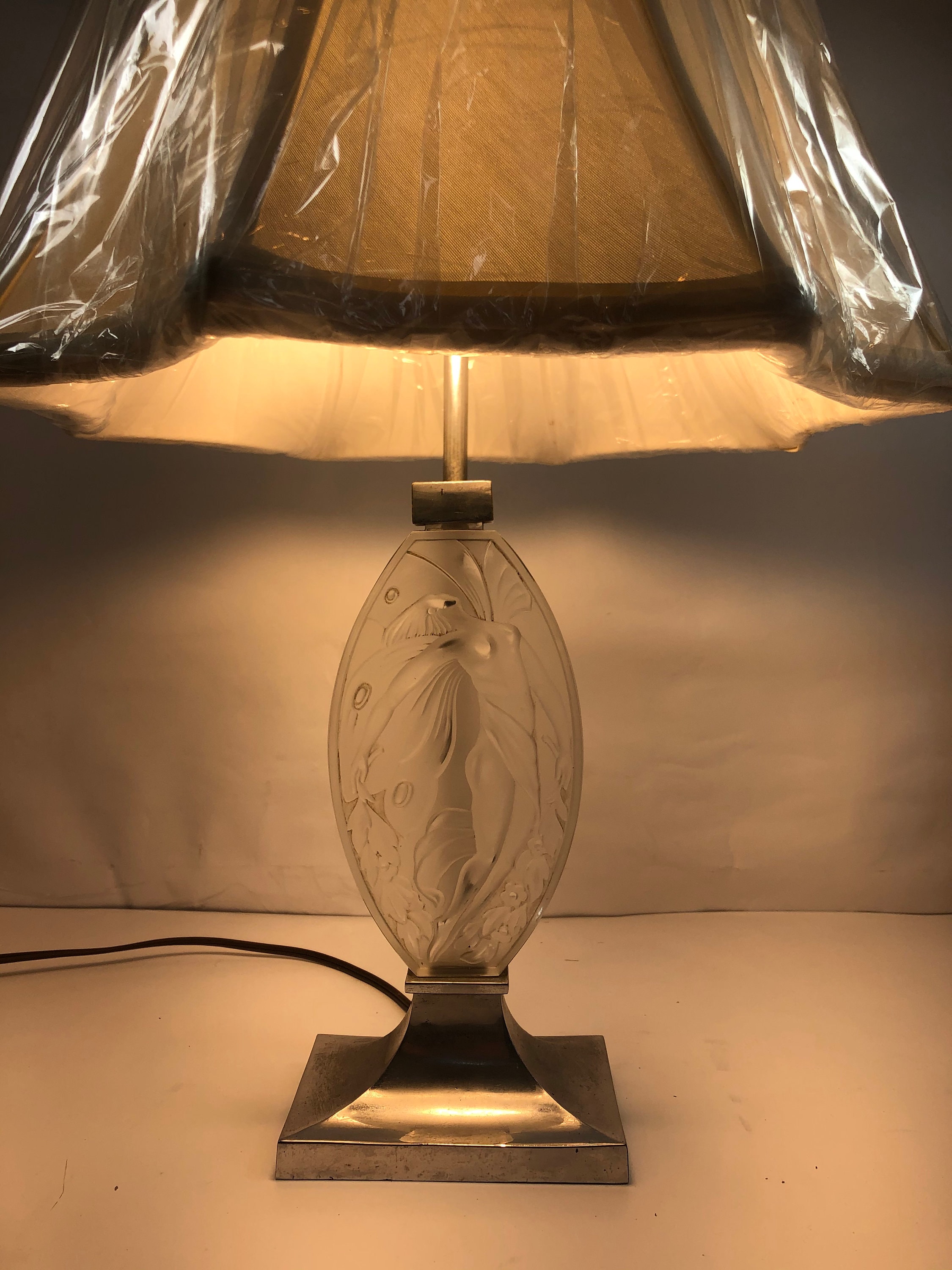 フランス 1970年代 ガラス LALIQUE ラリック テーブルランプ