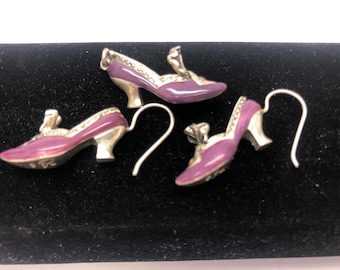 Earrings and Pendant set “Majestic” by artist Raine of Just The Right Shoe purple amethyst and Austrian crystal 18 karat gold plated silver