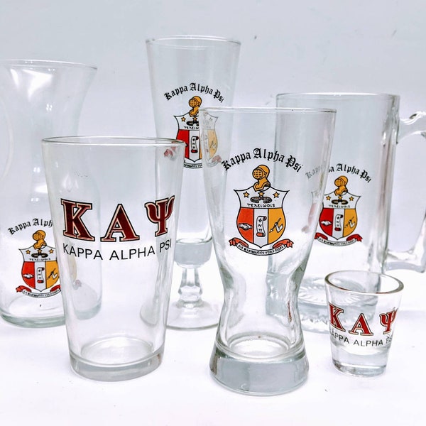 Vtg Kappa Alpha Psi Fraternity/Sorority Barware/Drinkware, Kappa Alpha Psi Glass Tumbler/ Beer Glass Alpha Phi Sigma, Kappa Alpha Psi Gifts