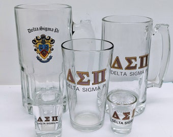 Vtg Delta Sigma Pi Fraternity/Sorority Barware/Drinkware, Delta Sigma Pi Glass Tumbler/ Beer Glass Delta Sigma Pi, Delta Sigma Pi Gifts