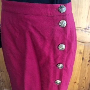 Giorgio Sant Angelo Vintage 1970's Red Wrap Skirt 100% Wool Button Front Fully Lined image 3