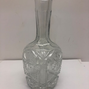 Lot of 3 American Pattern glass vintage cruets and carafe pressed glass