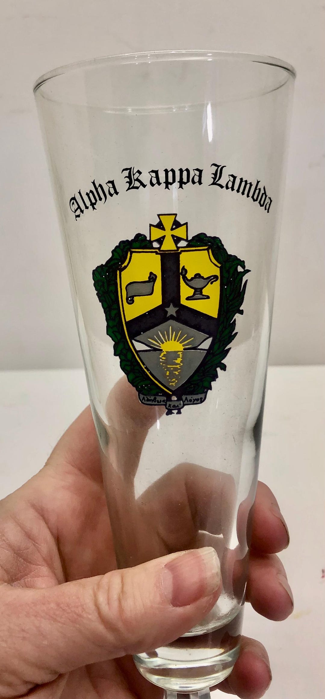 Alpha Kappa Lambda Fraternity Stemmed Beer Glass With Crest - Etsy