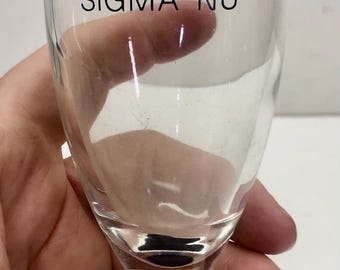 Sigma Nu Fraternity Wine glass with cobalt blue twisted stem march madness, spring break