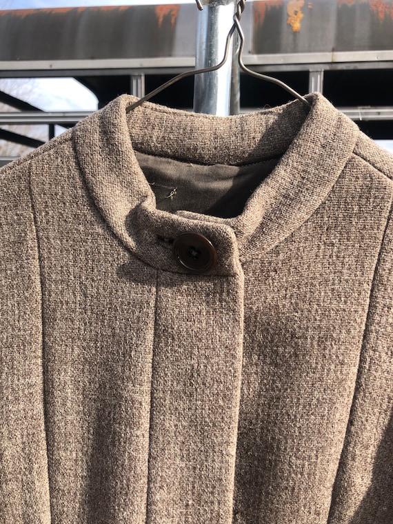 Vintage wool fully lined coat dress austere beige… - image 2
