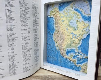 Large Hollow Book. Strong Magnetic closure. World Atlas.