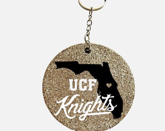 University of Central Florida (UCF) Collegiate Team Spirit Glitter Keychain