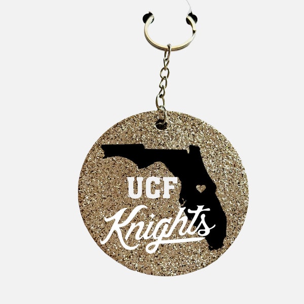 University of Central Florida (UCF) Collegiate Team Spirit Glitter Keychain