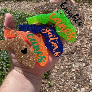 Florida Collegiate Team Spirit Glitter Keychains