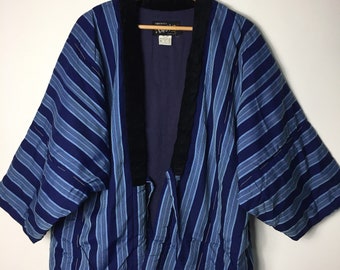 Vintage Kimono Hanten warm padded striped
