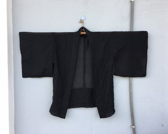 kimono haori black transparen japanese tradional cardigan