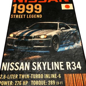 Nissan Skyline R34 GT-R Rug (60x90 cm) – Fast & Furious Brian O’Conner Inspired Decorative Carpet