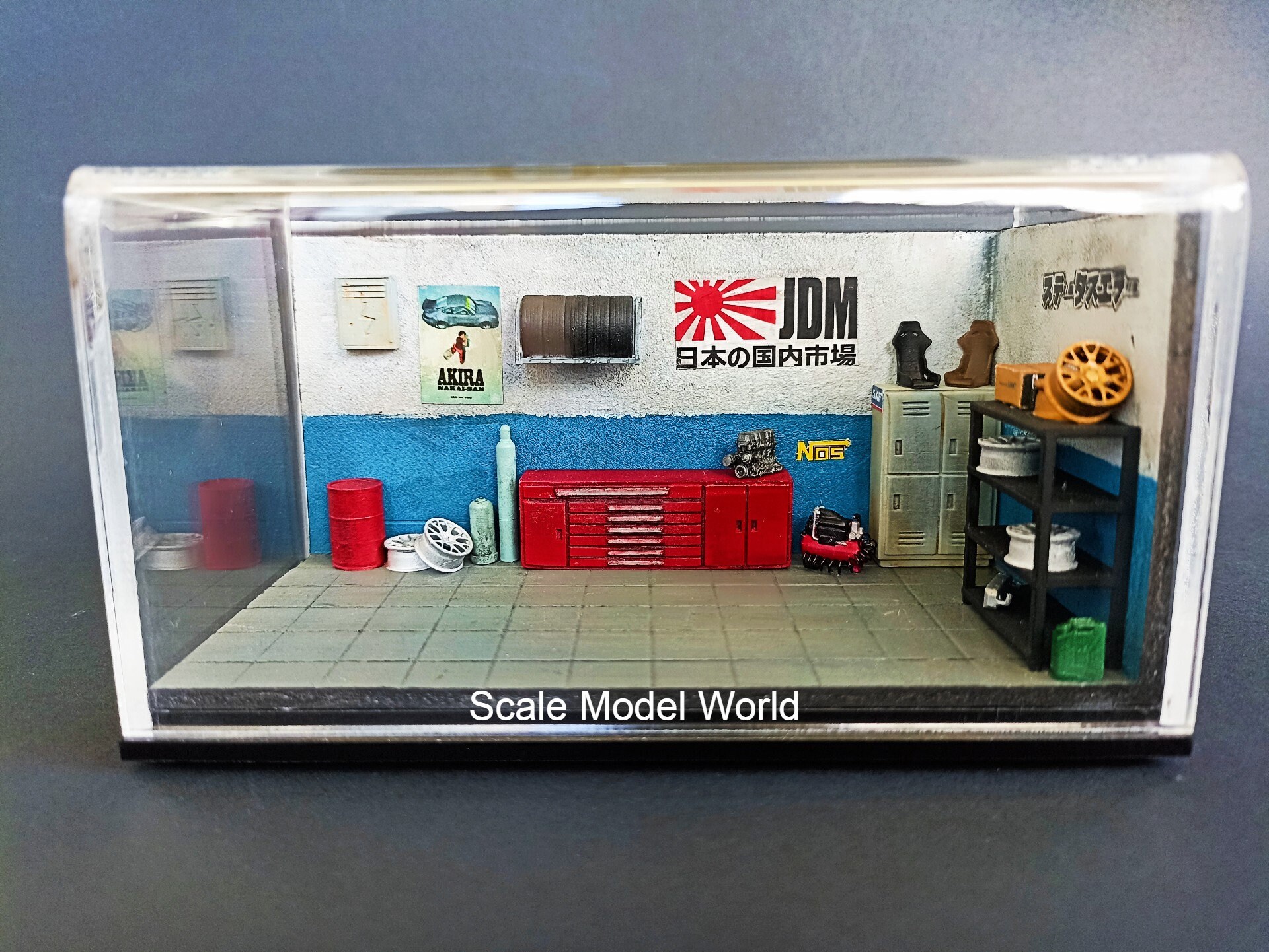 1/64 Japan Repair Garage Diorama Display Case !!! Cars Are