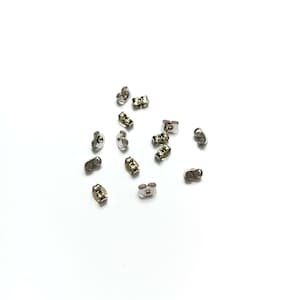 Poussoirs pour clous d’oreilles – Acier inoxydable argenté - x100 (50 paires)