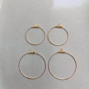 Gold Stainless Steel Hoop Earring Bases – 30 mm & 40 mm