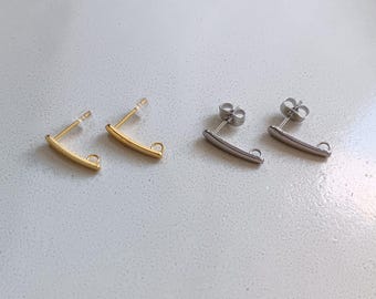 15x3 mm staafvormige oorbellen – roestvrij staal, zilver of goud – x4 of x10 stuks