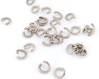 Stainless Steel Jump Rings 4, 5 or 6 mm, Silver 304 Jewelry Connectors, Strong Open Rings for Jewelry Making, Set of 100 or 500