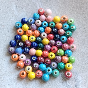 Round Ceramic Beads 6mm – Set of 10