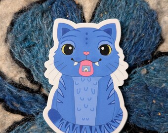 Derpy Blue Tiger Sticker