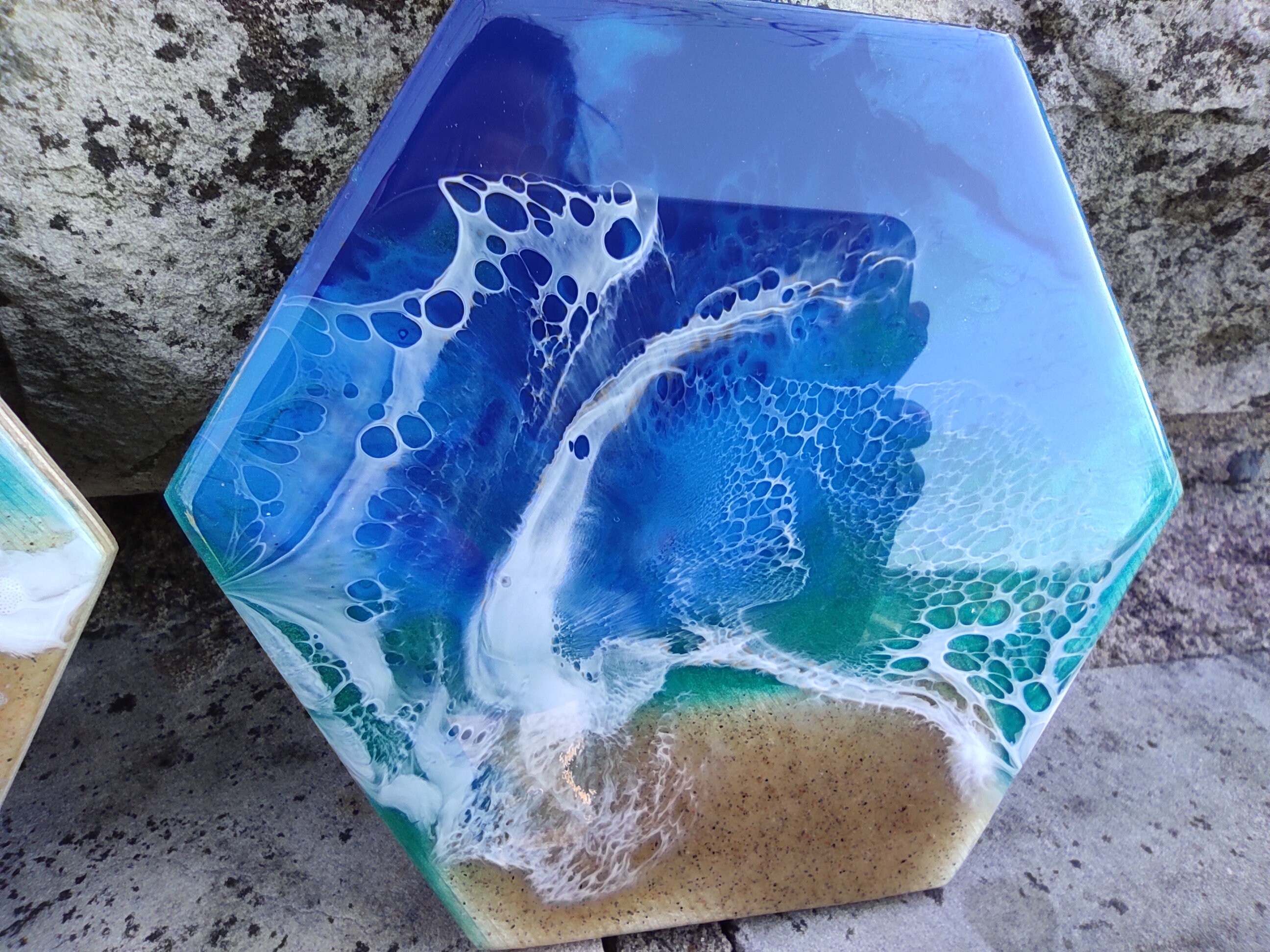 Set of 4 Ocean resin coaster Beach Coasters ocean waves Etsy