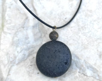 Lava stone pendant with leather strap