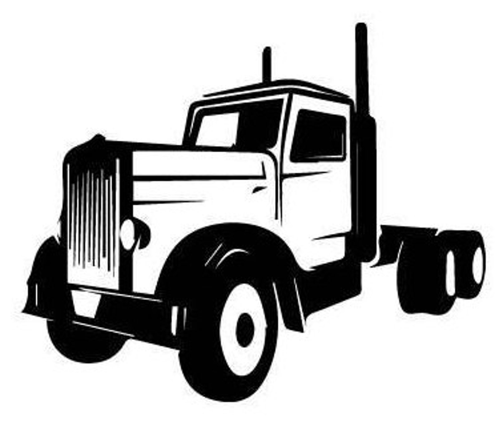 SEMI TRUCK Tractor Trailer outline laptop cup decal SVG image 0.